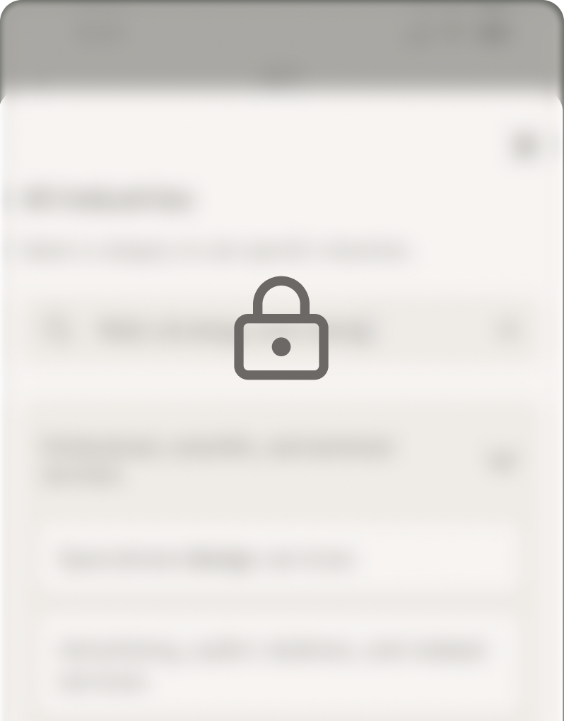 Industry selector, locked while in experiment